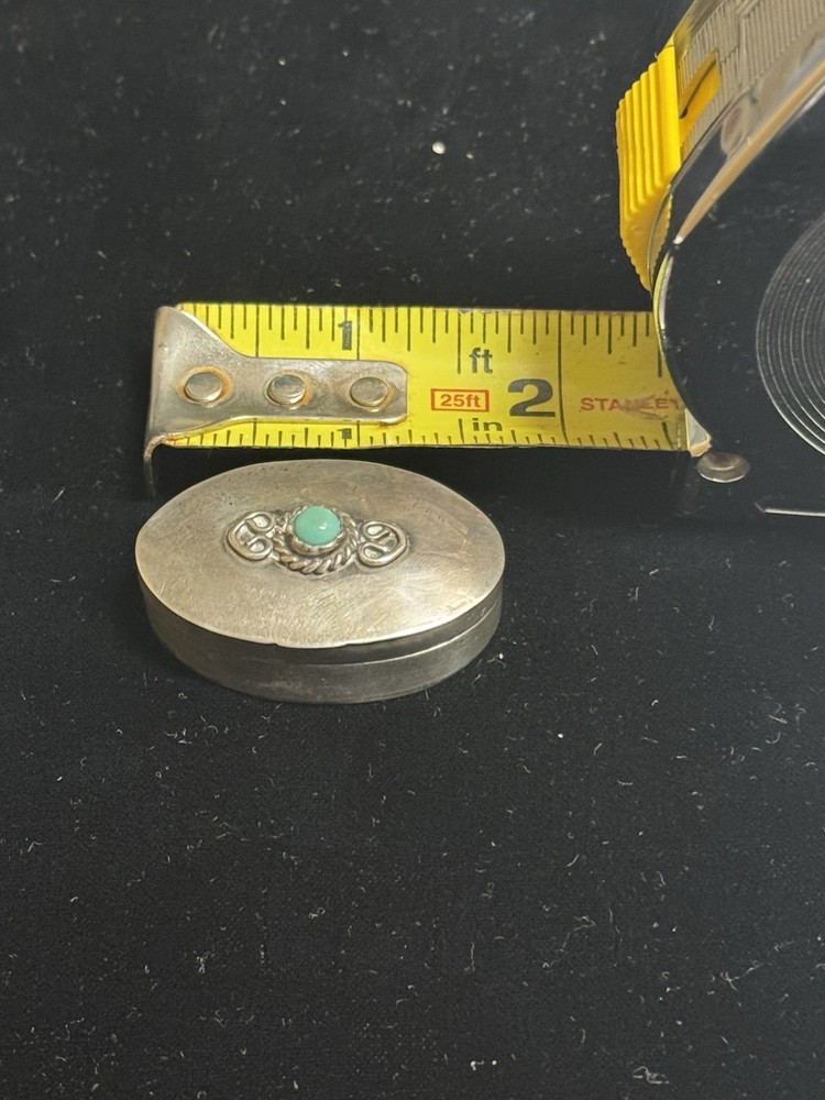 Antique Sterling Silver with Turquoise Pill Box