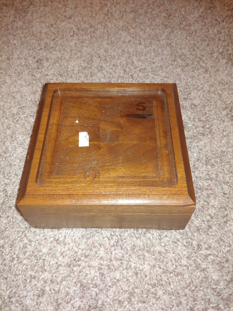 small oak hinge top needlework display box