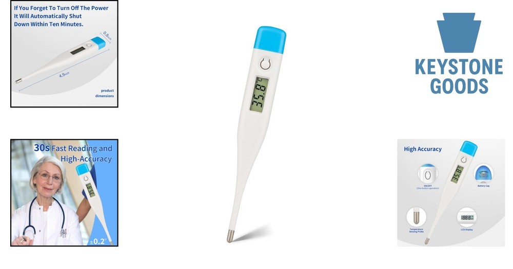 High Accuracy Digital Thermometer with LCD - Fast & Reusable, Suitable for Al...