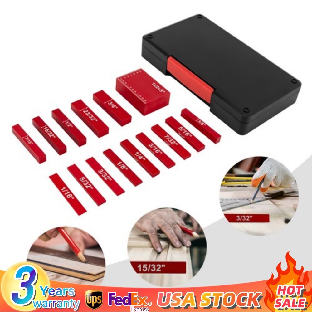Setup Blocks Woodworking Tools - 15-Piece Gauge Block Set with Precise