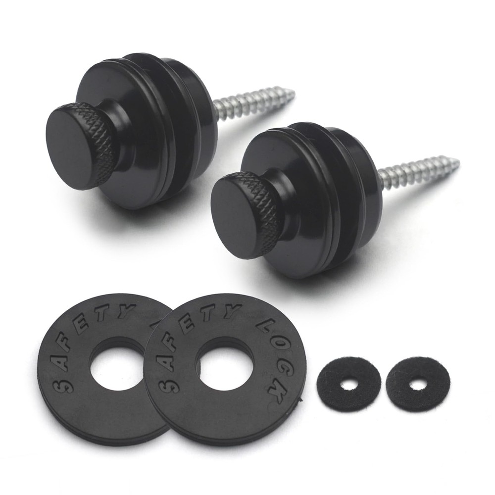 2PCS Guitar Flat Head Strap Button Metal Chrome for