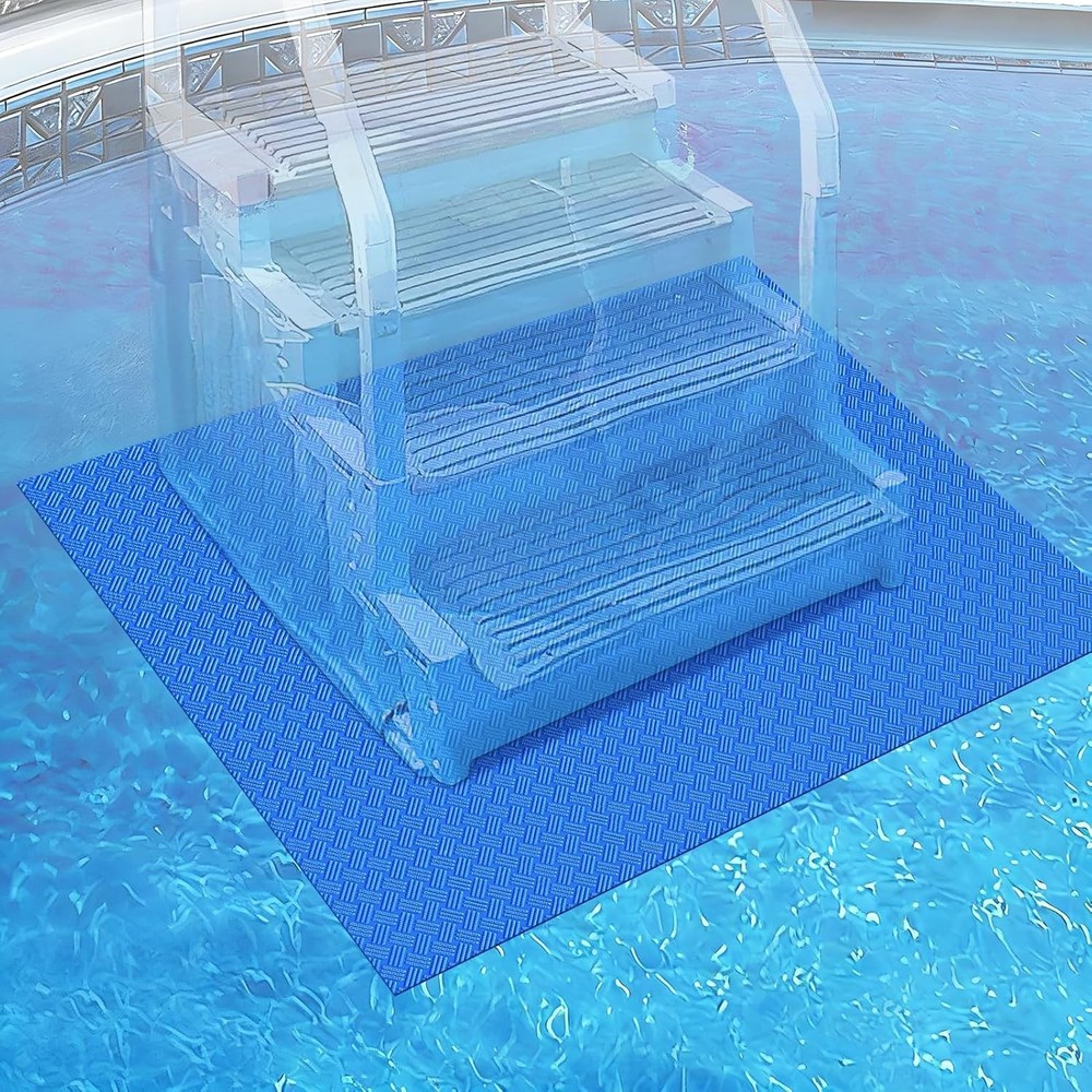 Blue Vinyl Pool Ladder Step Mat 36x36 Non-Slip, Buffer & Protector
