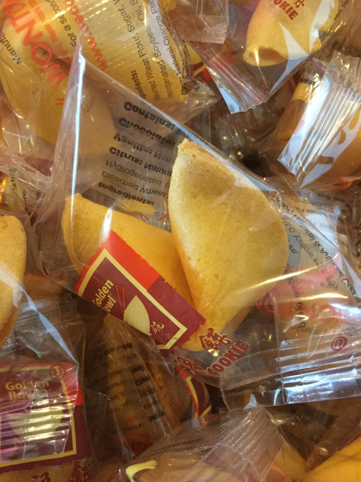 Golden Bowl Fortune Cookies 10-300 pcs Individually Wrapped "Free Shipping"