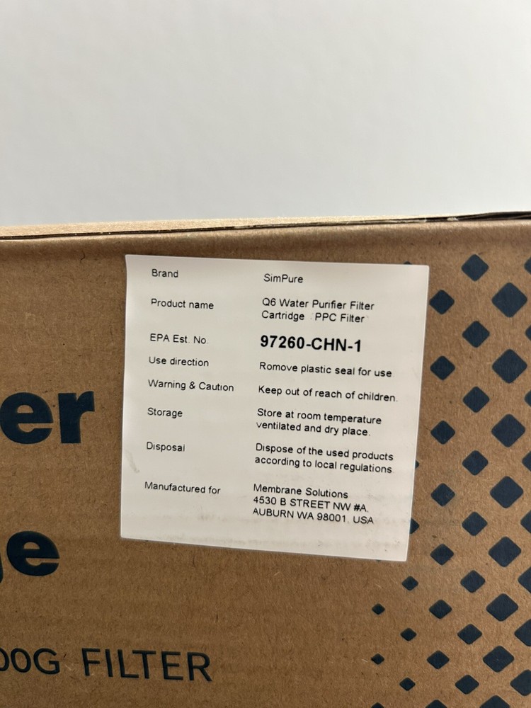 PPC Replacement Filter Compatible For Q6 Simpure Water Filtration