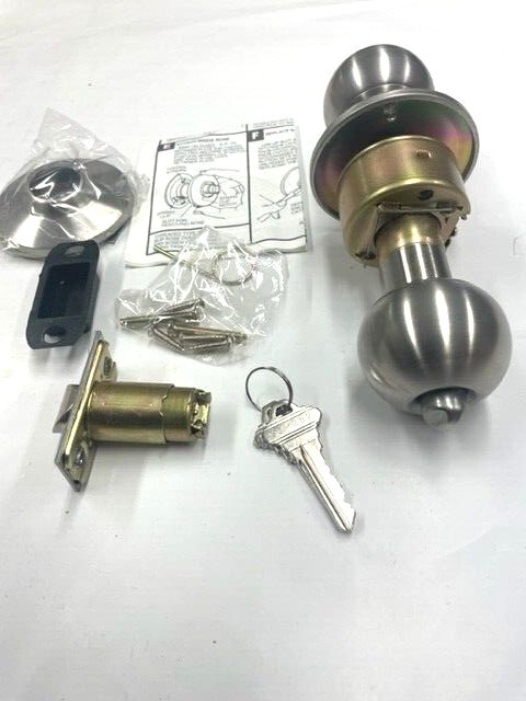LOCKSMITH SMR IP 53B SCHLAGE C ENTRY US32D 2 3/4" BACKSET ORBIT KNOB MINT