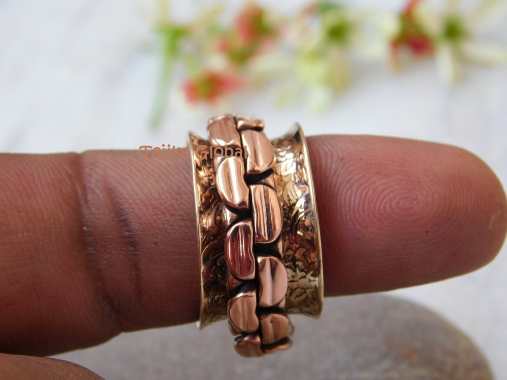 Unique Copper Ring Solid Copper Ring Healing Spinner Ring Women Handmade Rings,