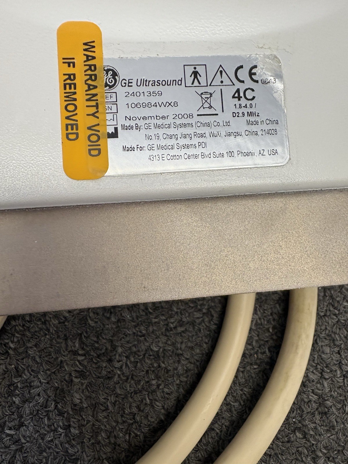 GE 2401359 4C Convex Array Ultrasound Transducer Probe (1 Unit)