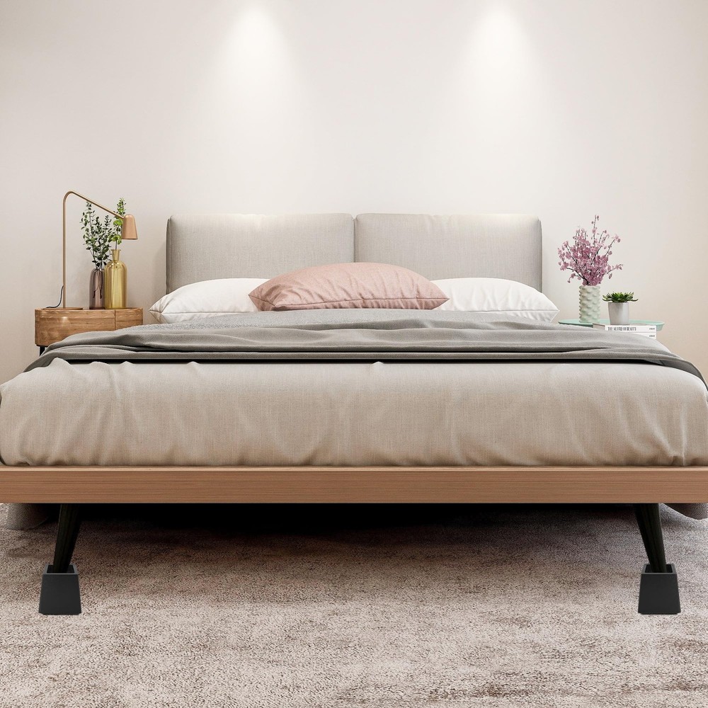 Wood Bed Risers Heavy Duty, Support Loading 2200lbs, 4 Pack Furniture Riser L...