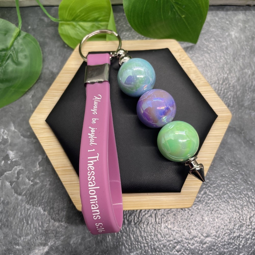 4.5” Silicone Always Joyful Scripture Keychain Purse Backpack New Free Ship B904