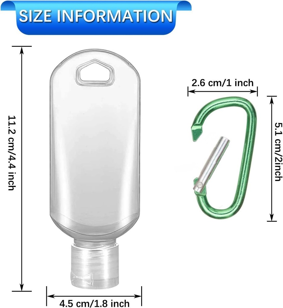 5 Pack Refillable Travel Plastic Bottles Containers with Clip Hand