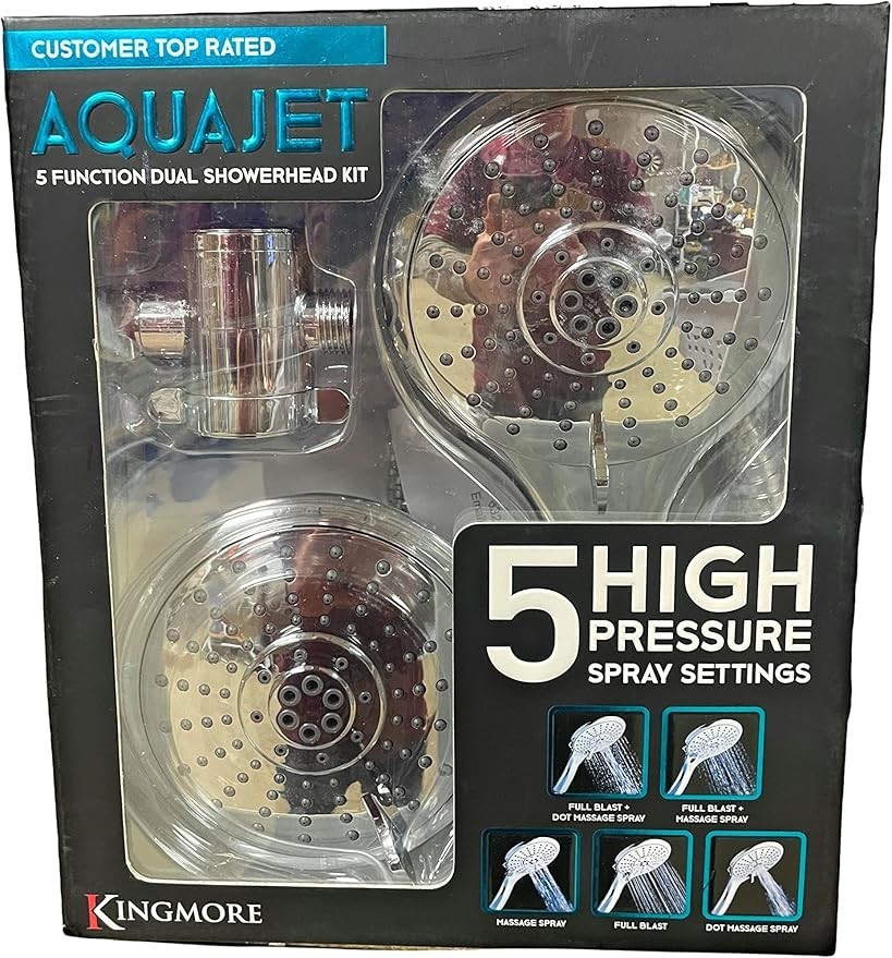 Kingmore AquaJet™ 5" Five Function Dual Shower Combo Chrome
