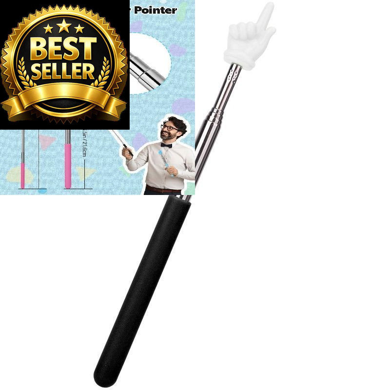 Dumero Extendable Finger Pointer Stick, School Collapsible Telescoping Black