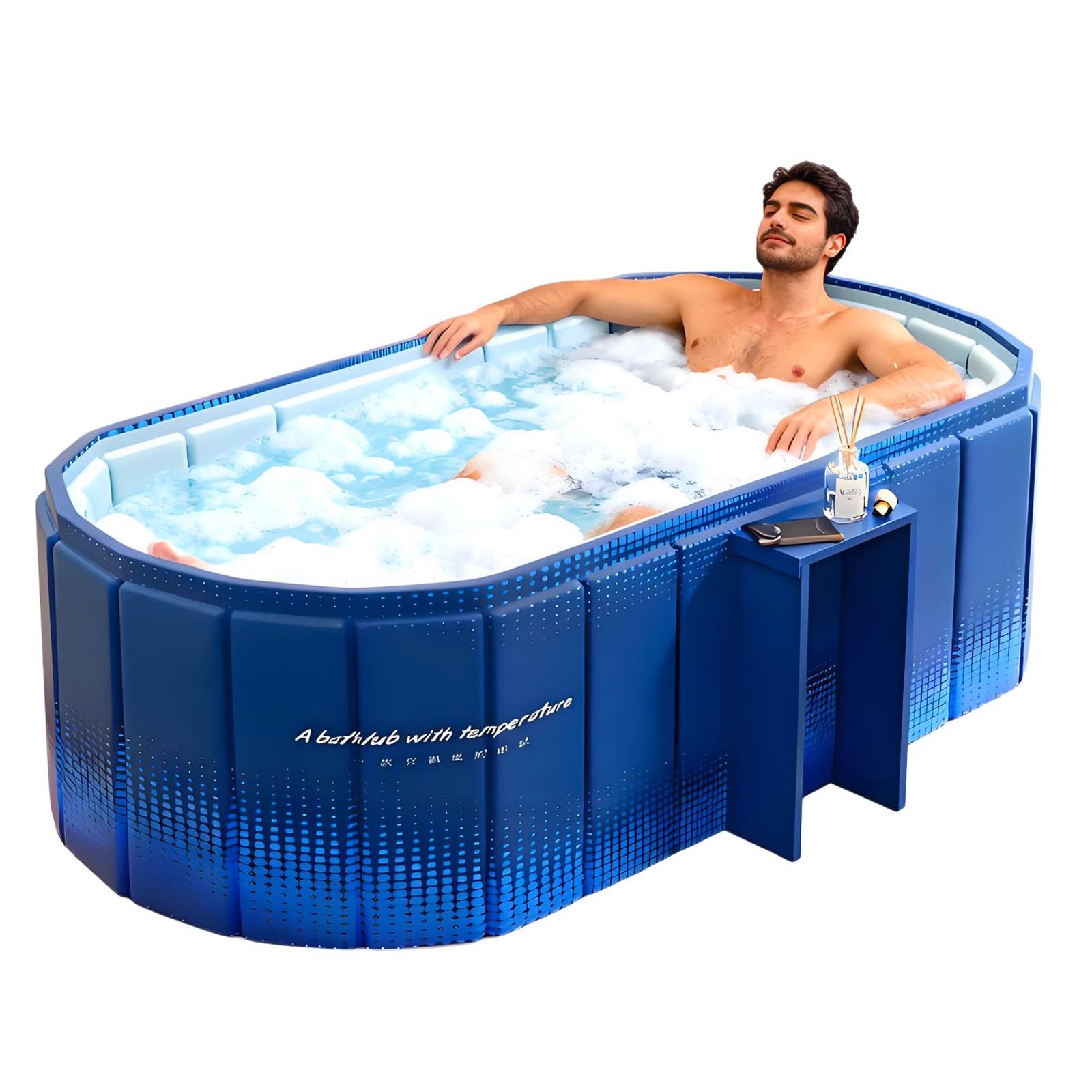 Portable Bathtub for Adult 59" Large Collapsible Cold Plunge Bathtub Foldable No