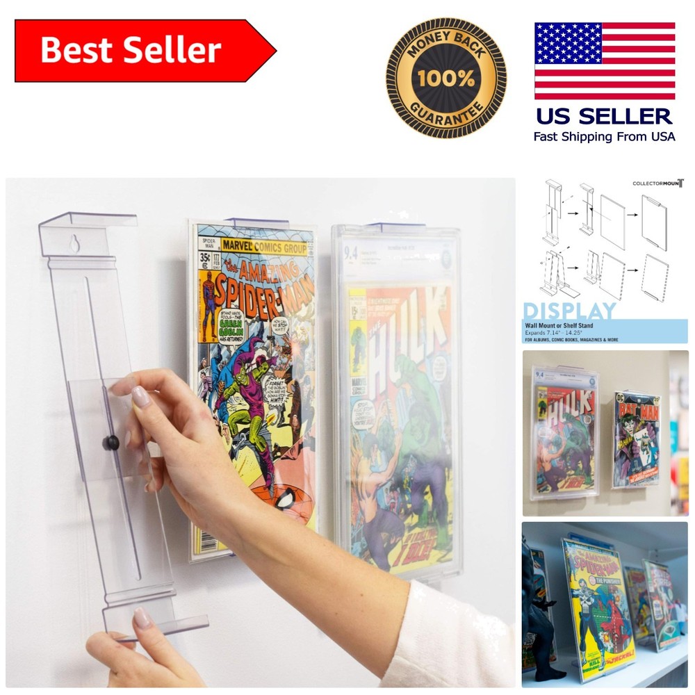 Invisible Wall Mount Comic Book Display - Adjustable & Elegant Bronze Shelf