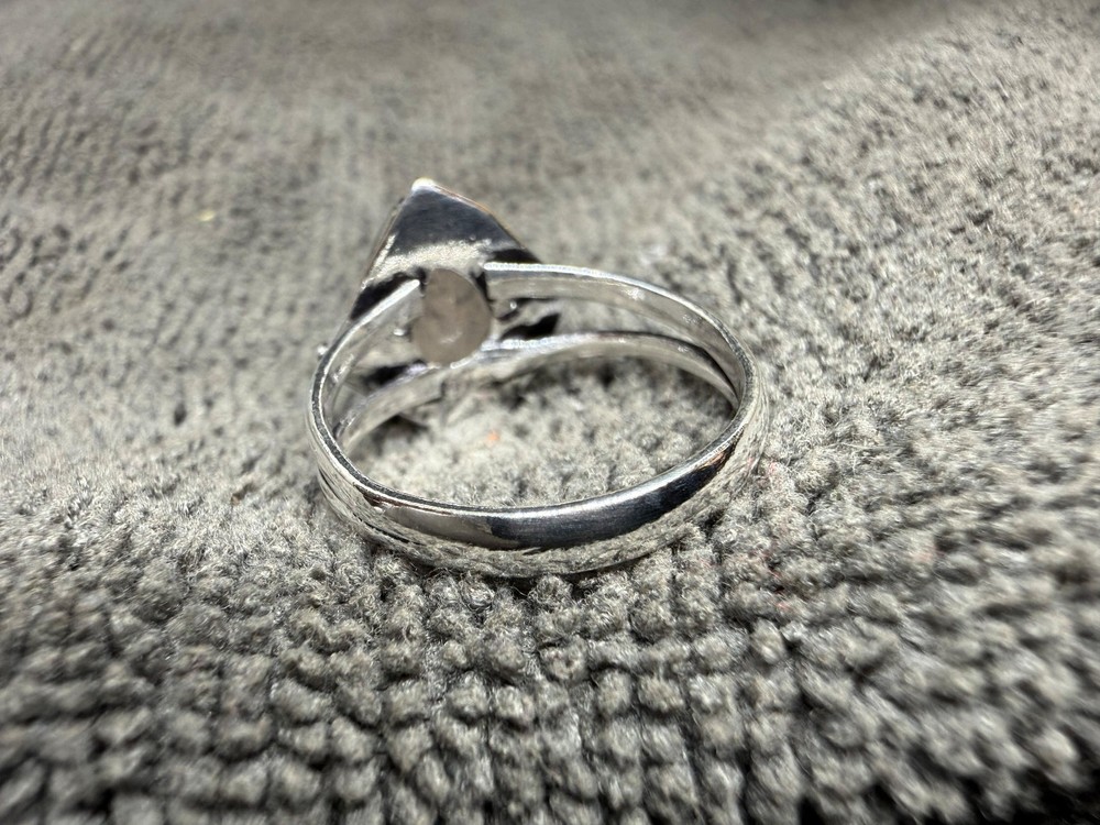 Solid 925 Sterling Silver Large Rose Quartz Teardrop Cabochon Boho Handmade Ring