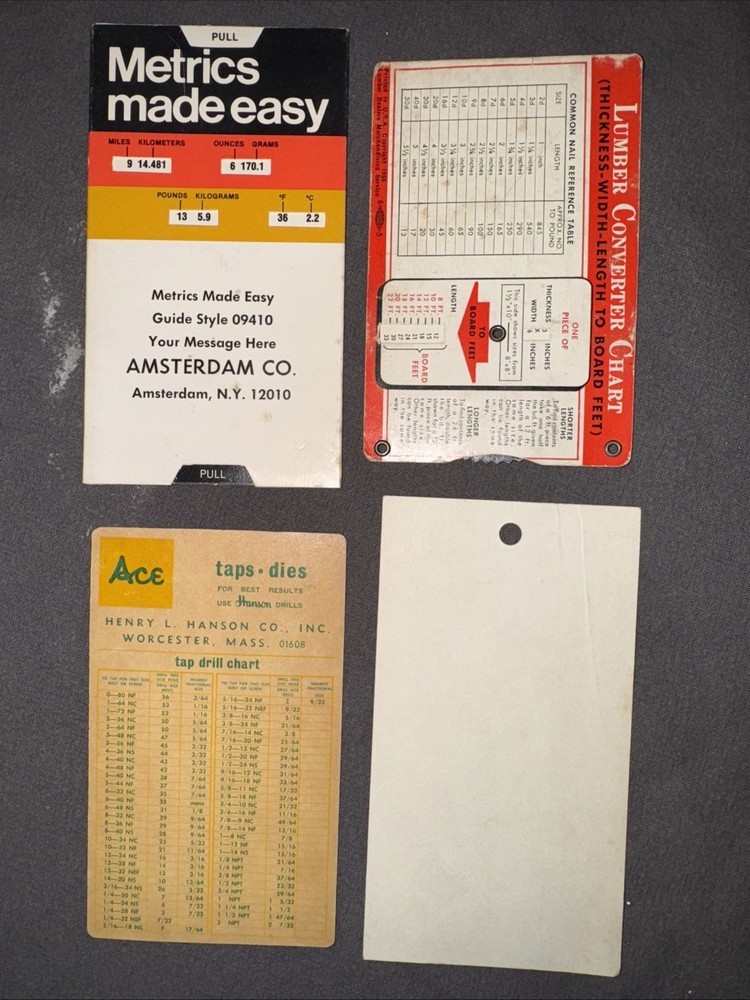Vintage Metrics Made Easy Guide, Lumber Conversion Chart,viscosity Conversion. 4