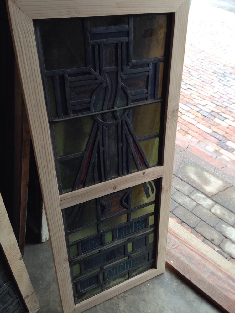 Sg 210 Antique Painted And Fired Candle Window Religious Symbolism