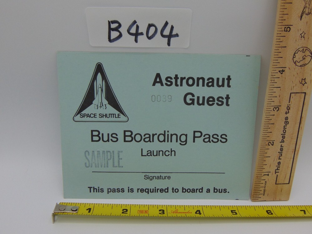 Vintage Nasa Space Program Shuttle Astronaut Guest Bus Boarding Pass Launch