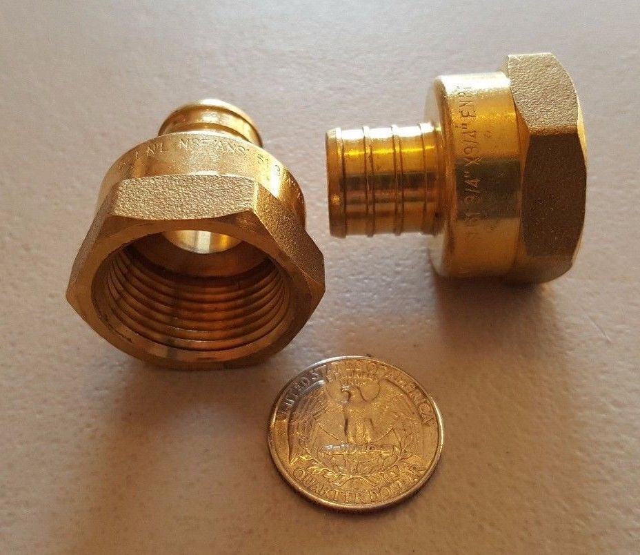 10 PCS 3/4" PEX X 3/4" FEMALE THREADED ADAPTER BRASS CRIMP FITTING (LEAD FREE )