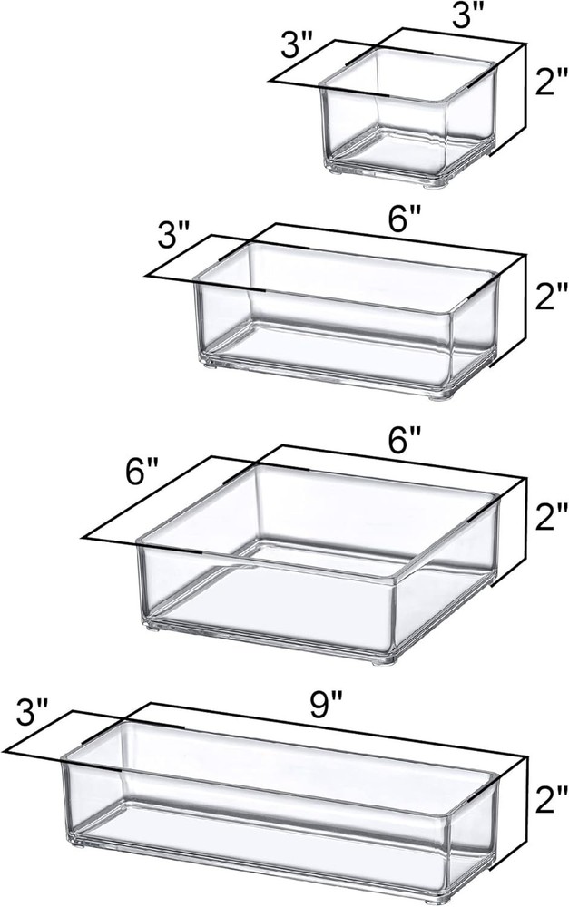 Durable Clear Plastic Organizers - 10-Piece Stackable Set for Stylish Storage