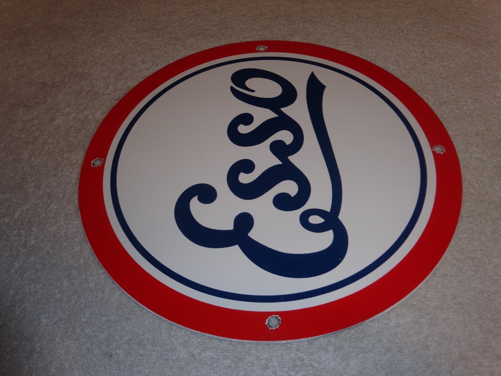 VINTAGE ESSO GASOLINE CURSIVE PORCELAIN METAL SERVICE STATION GASOLINE OIL SIGN!