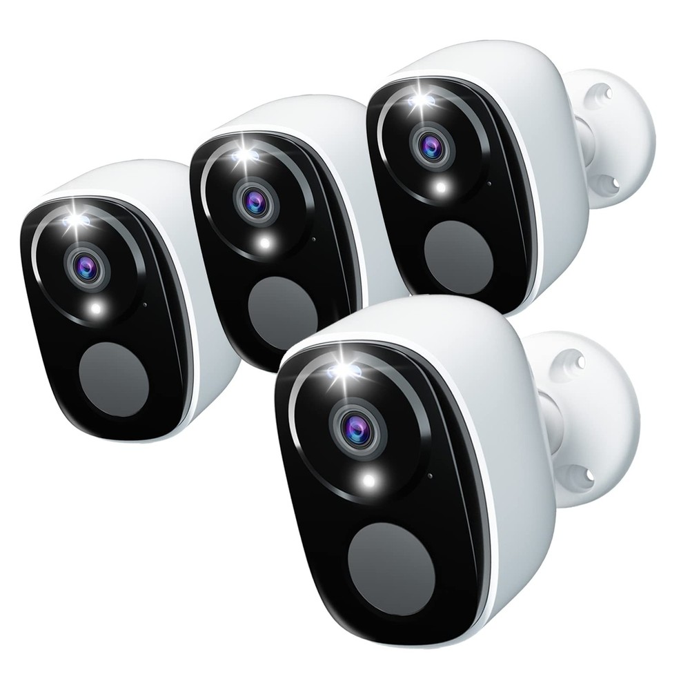 4Pack Security Cameras Wireless Outdoor, 2K Battery Powered WiFi Security Ind...