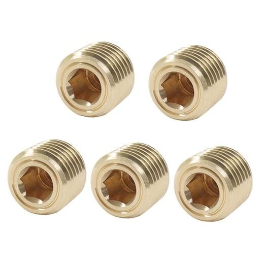 Brass Hex Socket Head Pipe Plugs Pack Male Thread Countersunk Pipe 1/4" NPT 5