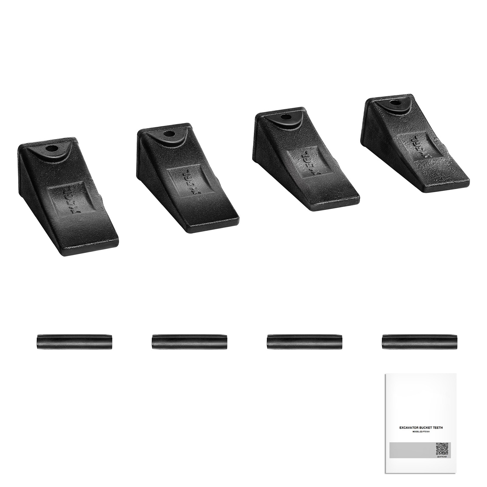 Uimoso 4 Pack X156L Bucket Teeth 5.3" with Pins for Excavator Skid Steer Backhoe