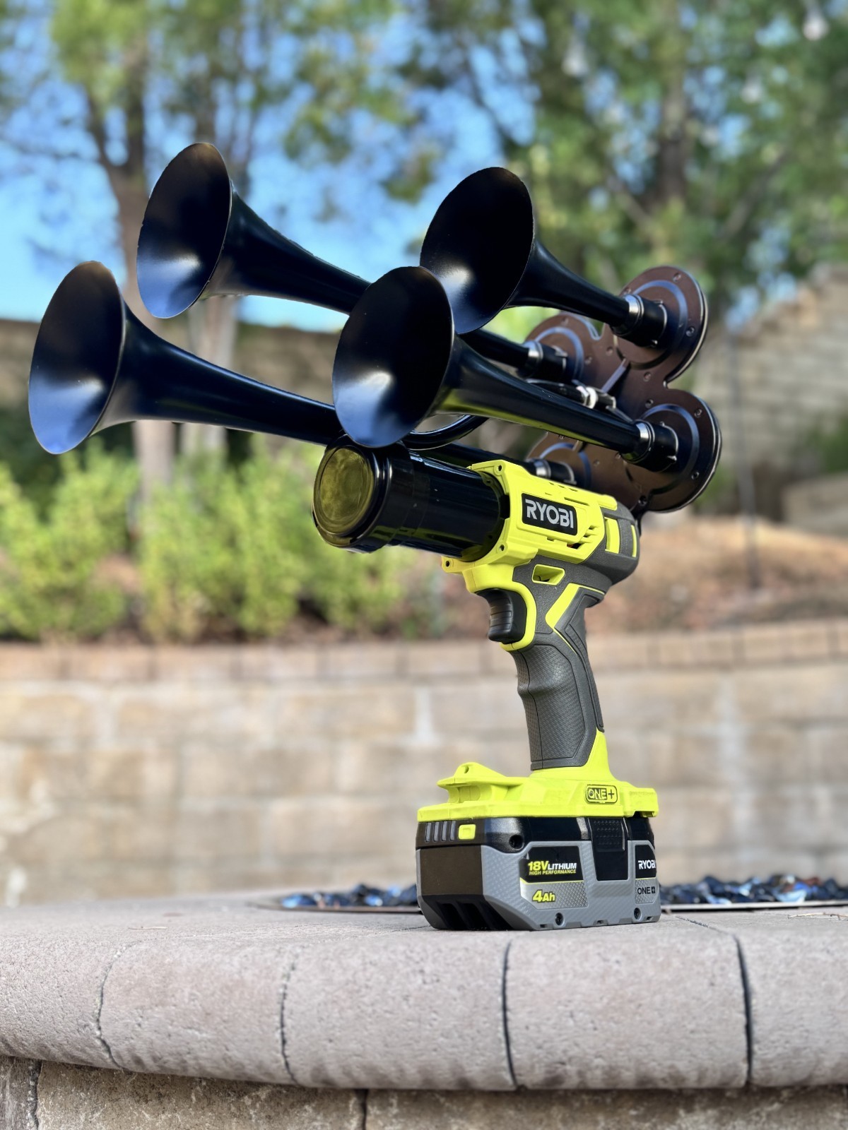Premium Ryobi 18V Impact Drill Train Air Horn with Remote Control | Quad 4