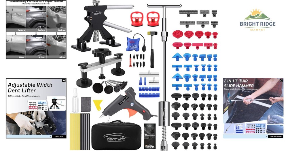 Comprehensive Car Dent Repair Kit with Adjustable Bridge Puller & Suction Cup