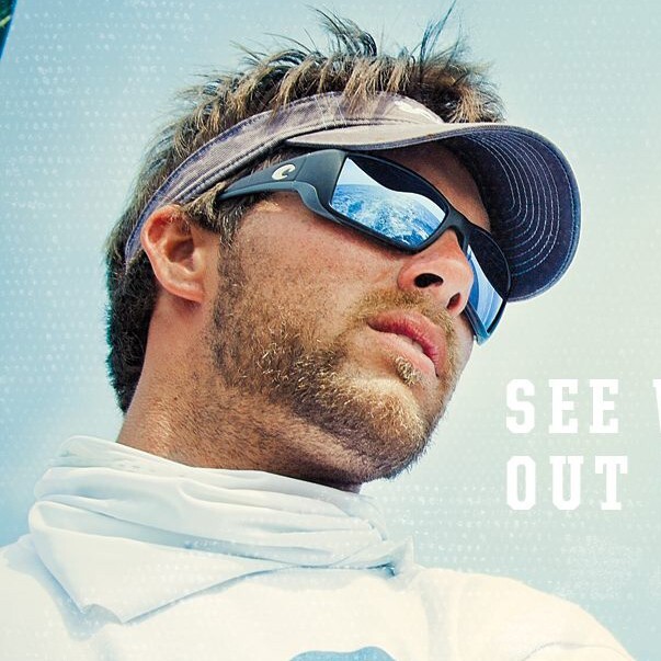 Costa Del Mar BLACKFIN Matte Black/ Blue Mirror Polarized 580P Sunglasses