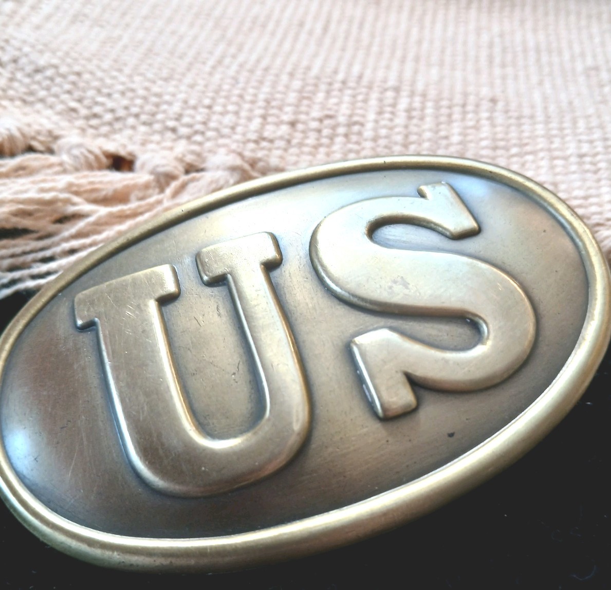 Reproduction Civil War/ Union Army "US" Oval Metal Belt Buckle