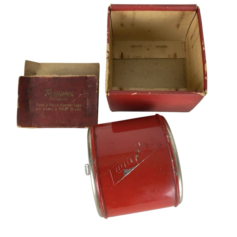 Antique Twinplex Razor Blade Stropper Sharpener Red Flash Model With Box USA