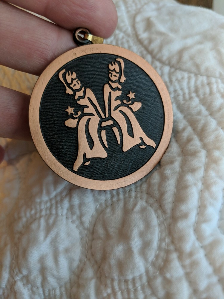 Vintage Coppercraft Guild Solid Copper Zodiac Gemini Pendant