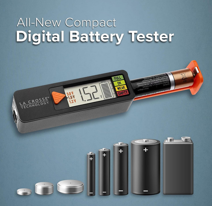 Battery Tester - AA, AAA, C, D, 9V, Button Cell - La Crosse Technology