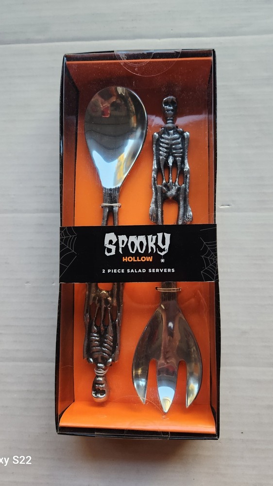 Spooky Hollow 2 Piece Salad Servers - Skeleton Serving Spoon & Fork