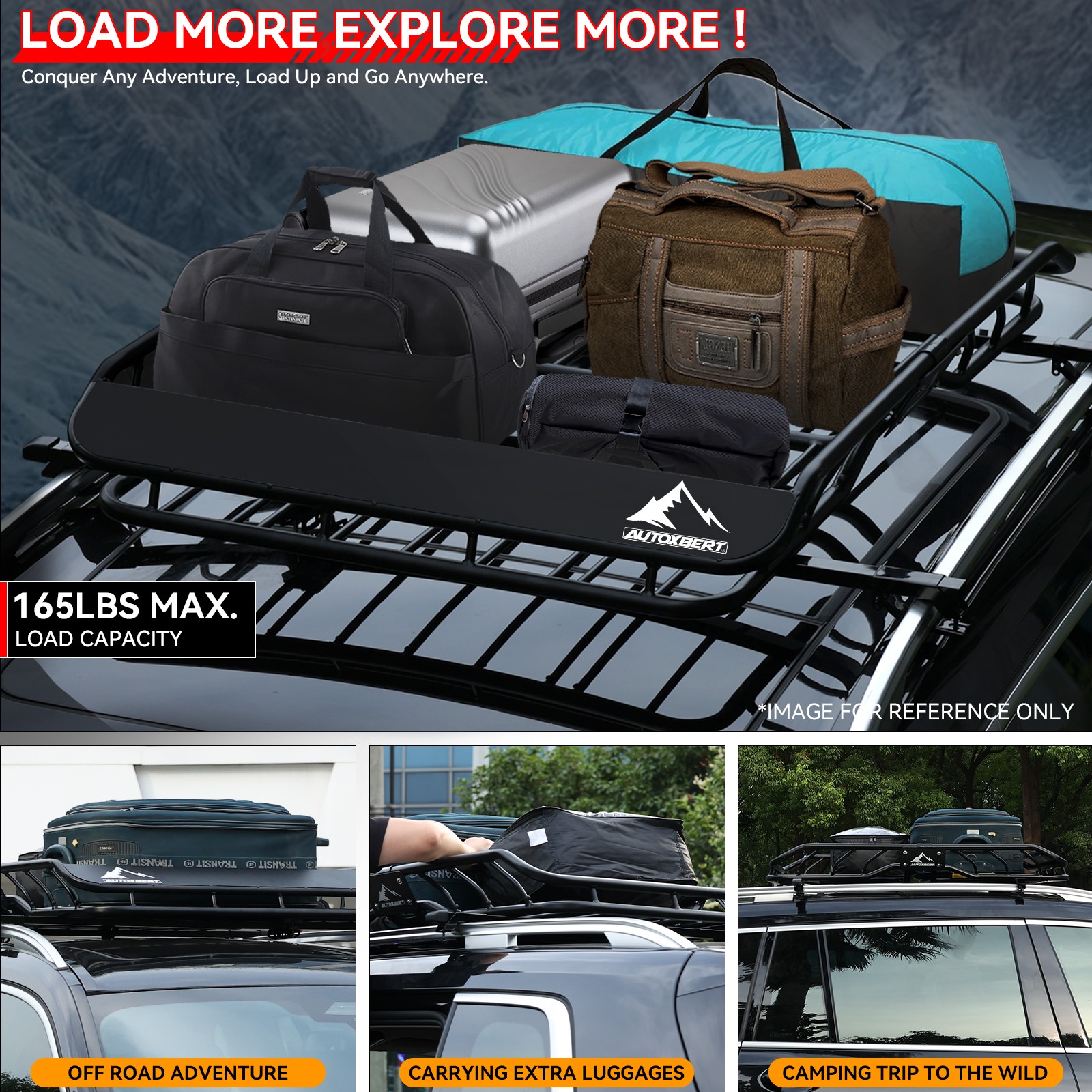 Aerodynamic 50" Roof Rack w/ Cross Bar Cargo Carrier Basket Car Roof Storage Box