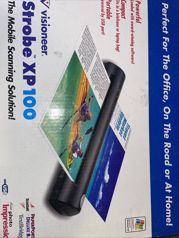 VISIONEER STROBE XP 100 BLACK PORTABLE SHEETFEED DOCUMENT SCANNER