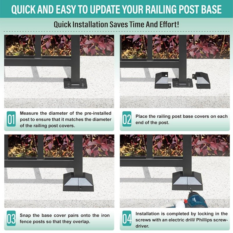 Aluminum Deck Post Base Cover Durable Waterproof Easy Install Outdoor Solution