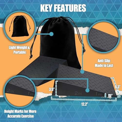 Squat Wedge for Prefessional Trainer: 2Pcs Squat Heel Wedge Block Protable
