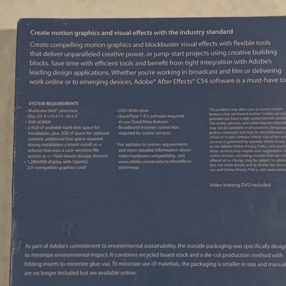 Adobe After Effects CS4 Mac OS Brand New