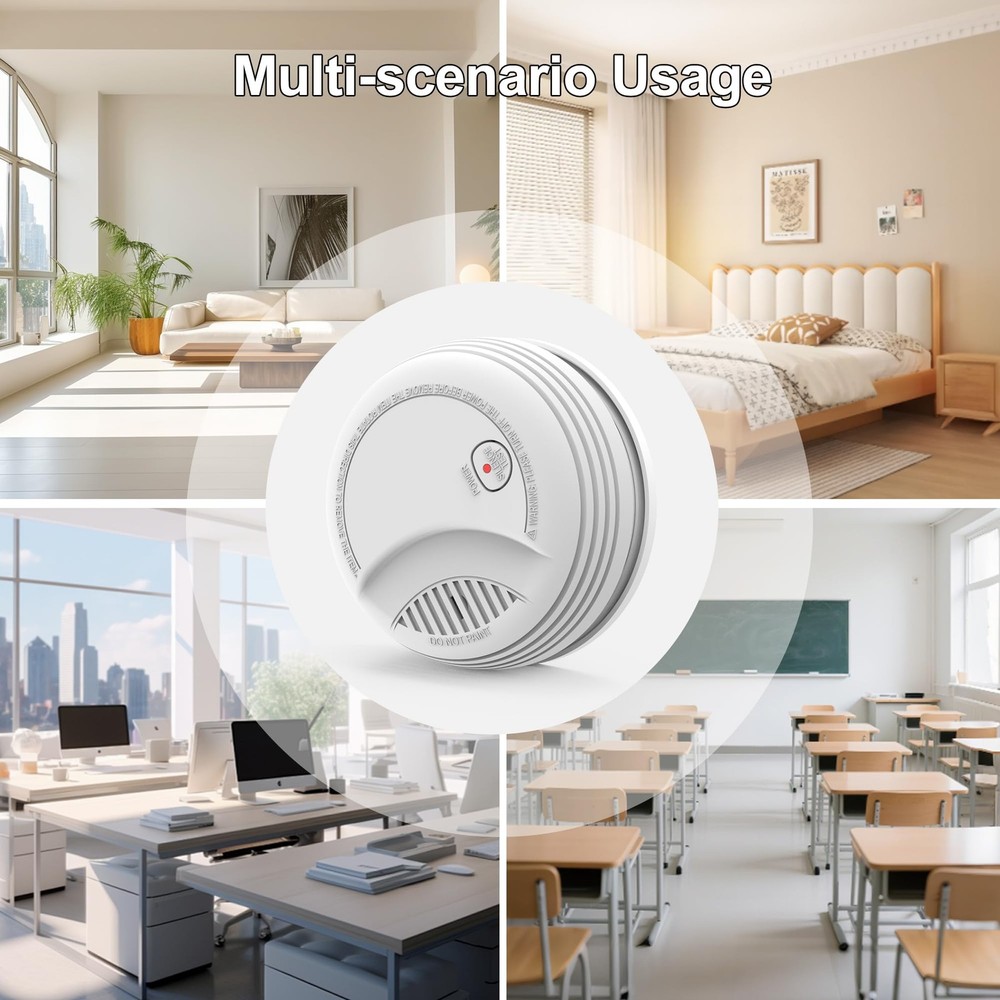 2 Pack Smoke Detector, Photoelectric Sensor Battery-powered 2 Pack, white