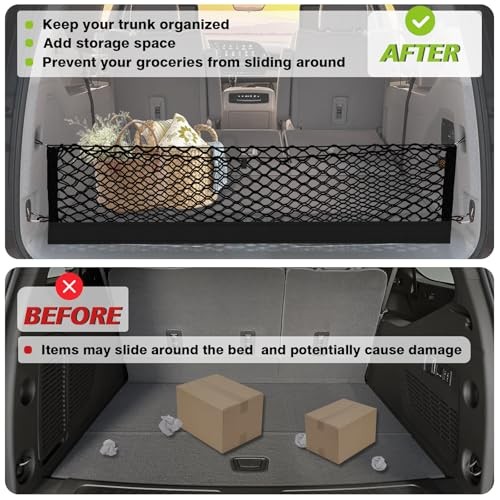 Envelope Style Trunk Cargo Net Compatible with 2015-2020 Chevy Suburban, GMC