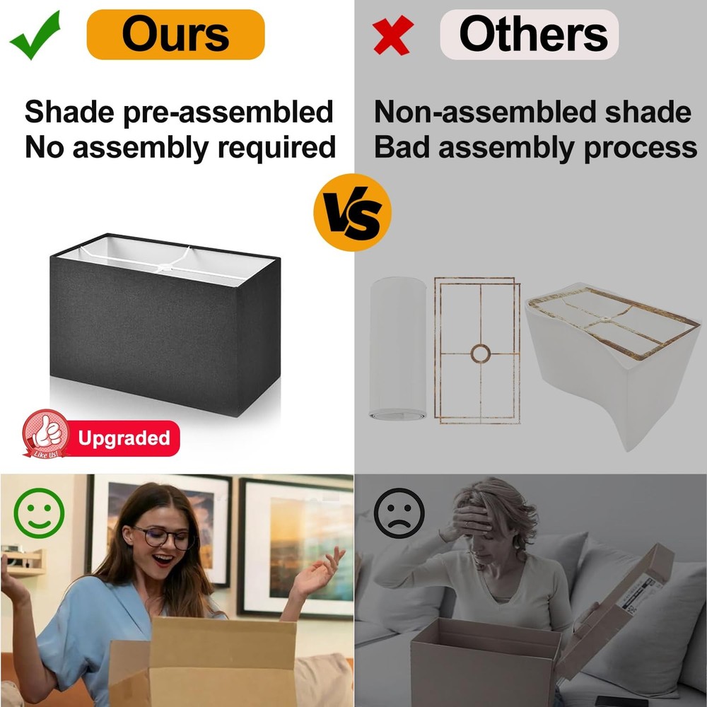 21" Touch Bedside lamps with 2 USB & AC Outlets, 3-Way Dimmable Bedside Table...