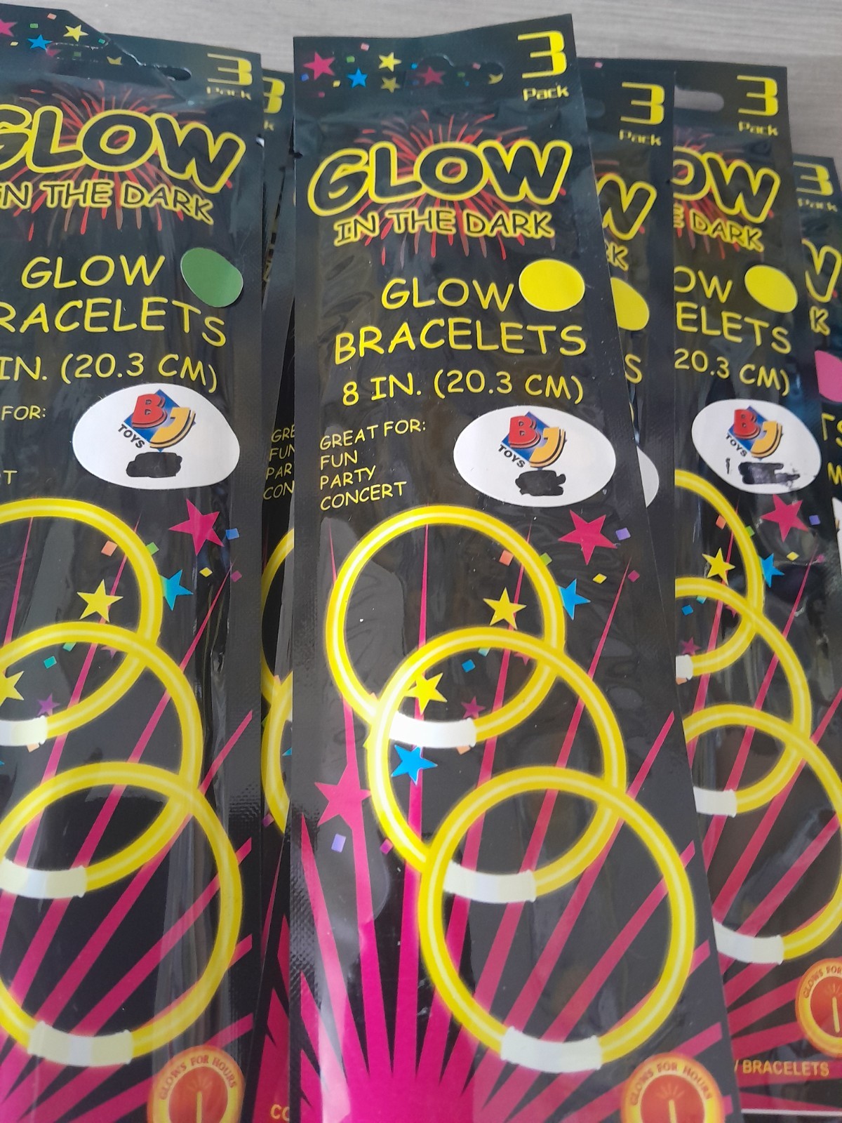 BARGAIN (Bundle of 15) 3 Pack Glow In The Dark Glow Braclets