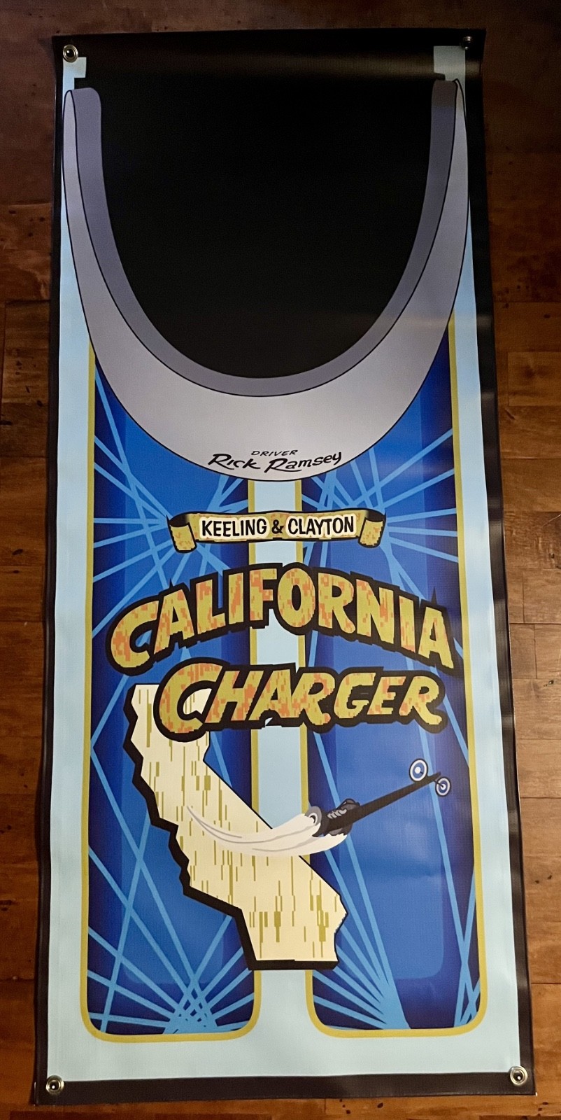Keeling & Clayton California Charger cowl garage shop banner approx 2x4 NHRA