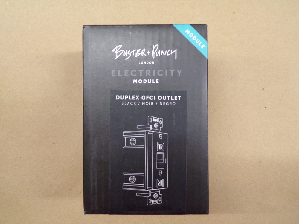Buster+Punch Black Duplex GFCI Outlet Module
