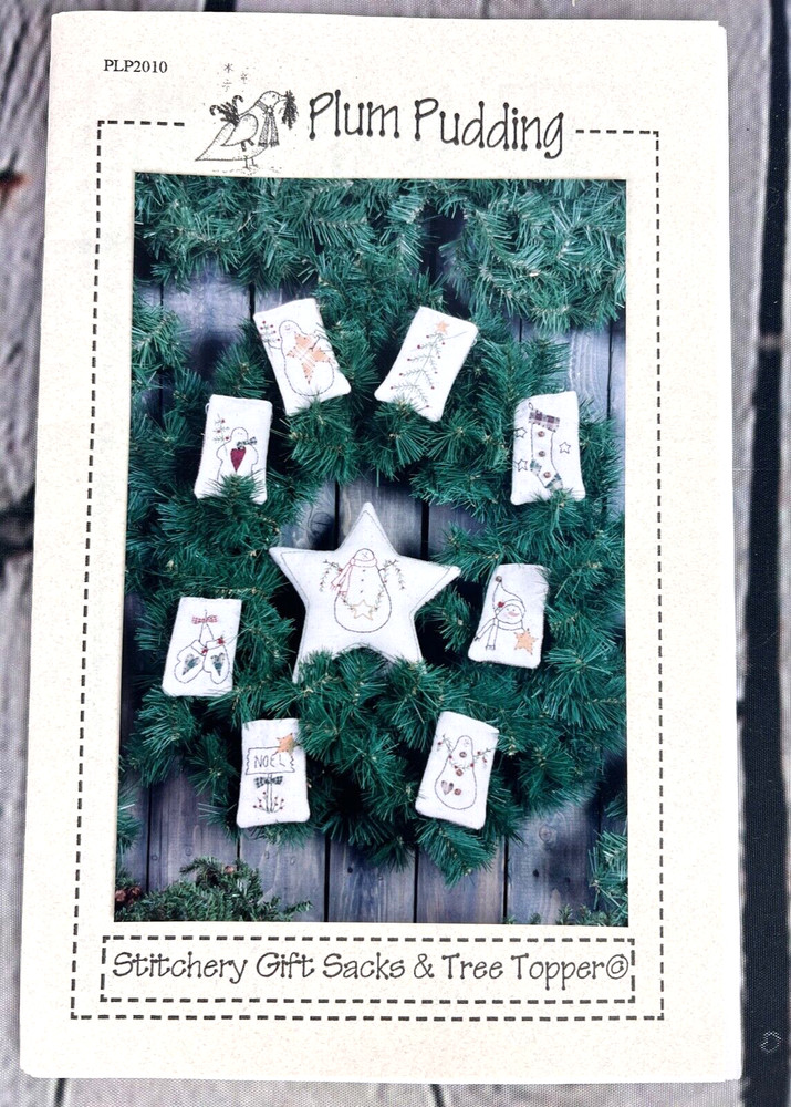 2000 Plum Pudding STITCHERY GIFT SACK & TREE TOPPER Embroidery Pattern CHRISTMAS
