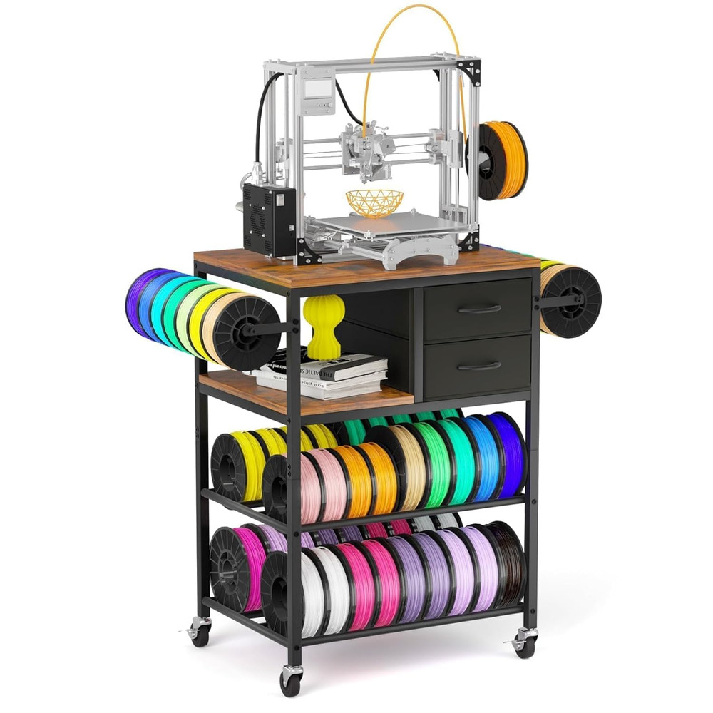 3D Printer Stand with Filaments Storage, Rolling 3D Printer Table Filament Stor