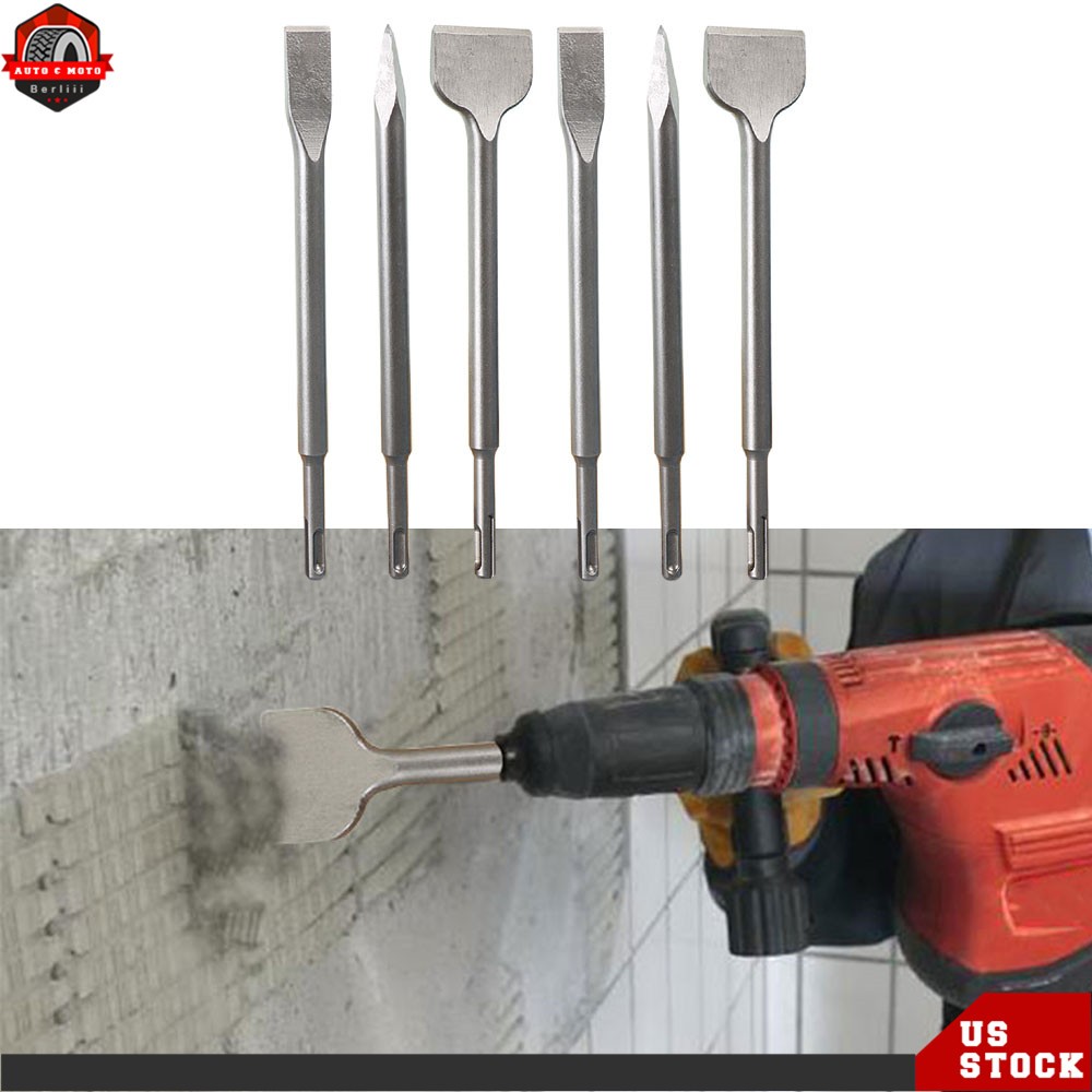 SDS plus Chisel Set Concrete Drill Bit Set Rotary Hammer Bits 6 Pcs New